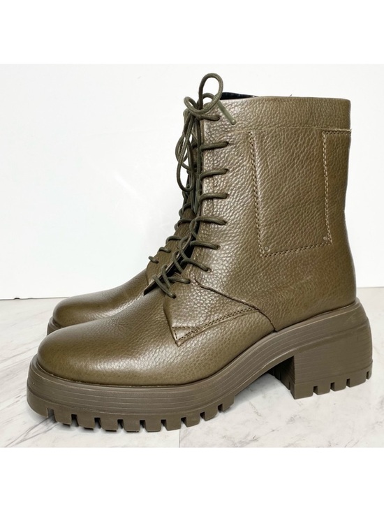 Franco Sarto Shoes - Franco Sarto Jetson Green Brown Leather Lace Up Lug Sole Boot 8 1/2 M